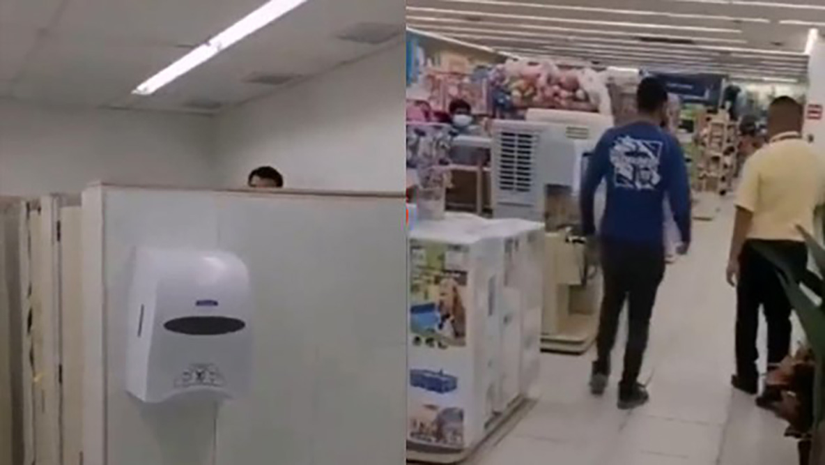 VIDEO: Sorprenden a hombre espiando a mujeres en baño de tienda departamental