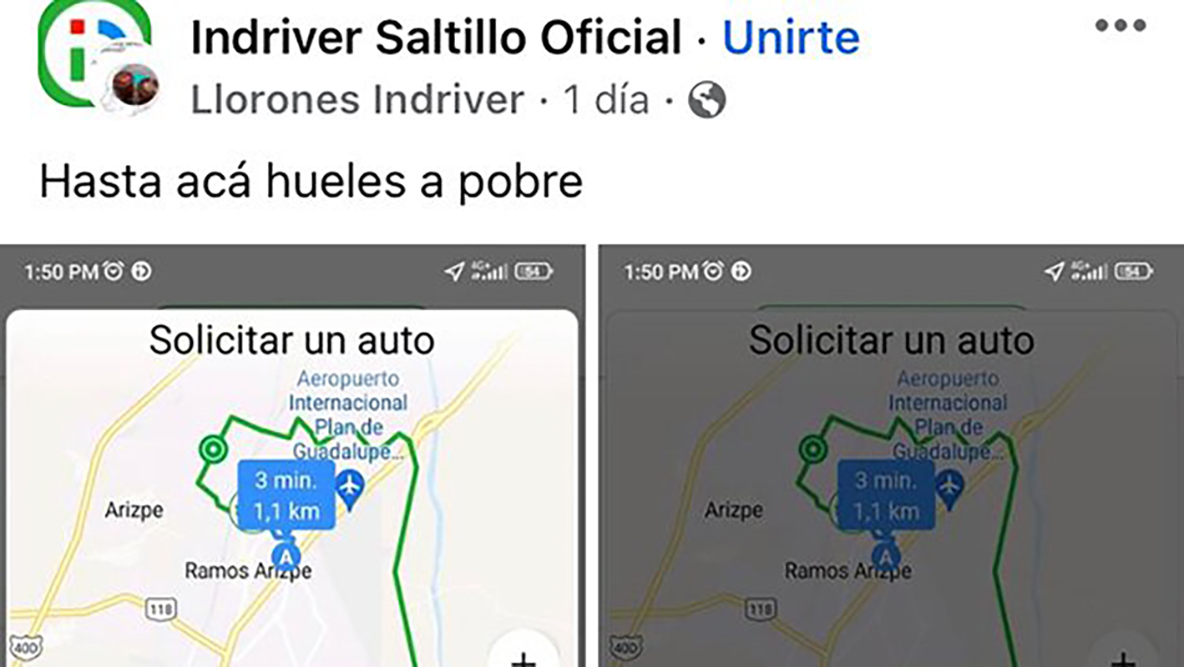 ‘Piojosos y pobres’: Queman indrivers a usuarios que regatean tarifas en Saltillo