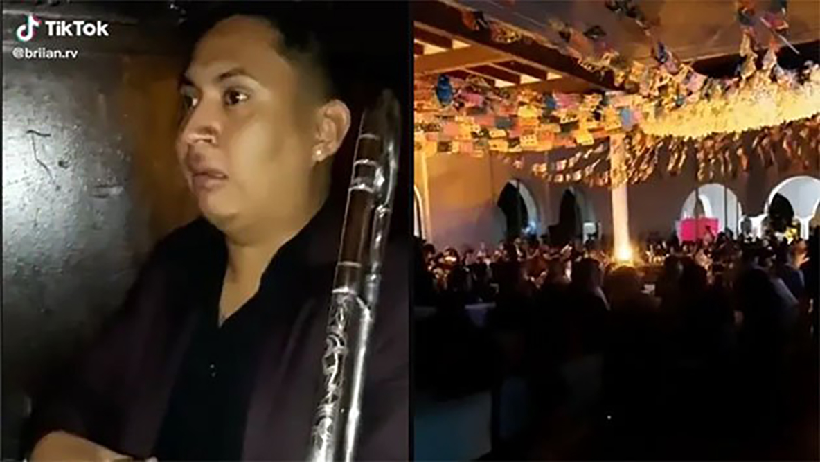 Músico llora al darse cuenta que tocará en la boda de su ex novia; video se vuelve viral