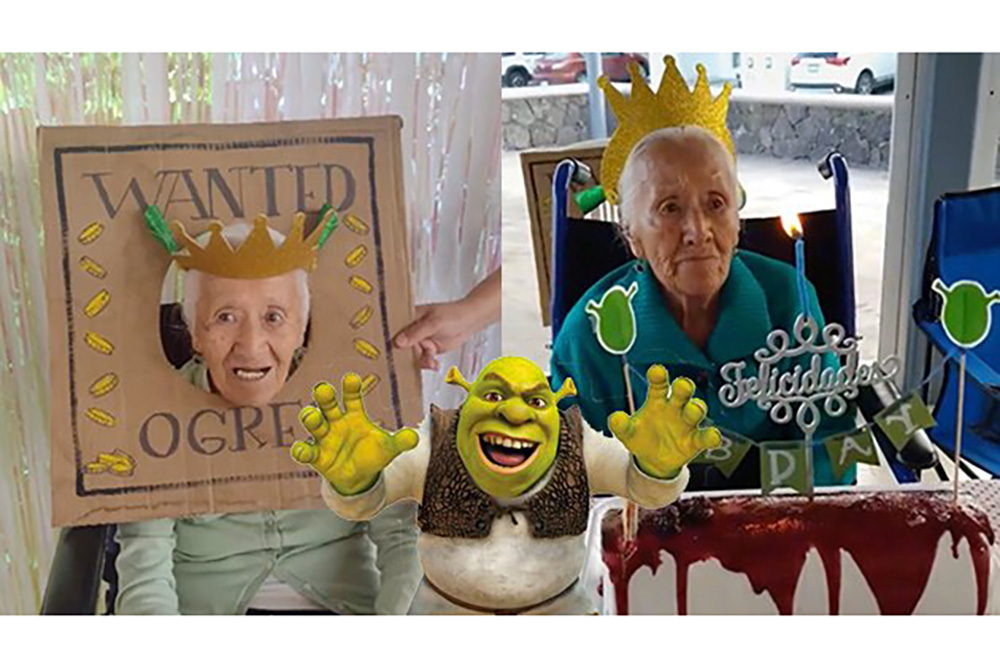 Abuelita celebra su cumpleaños al estilo de Shrek, su película favorita
