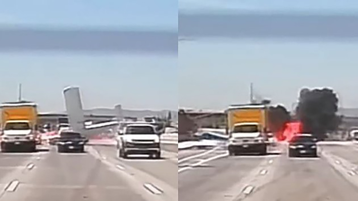 VIDEO: Explota avioneta durante aterrizaje de emergencia en autopista de California