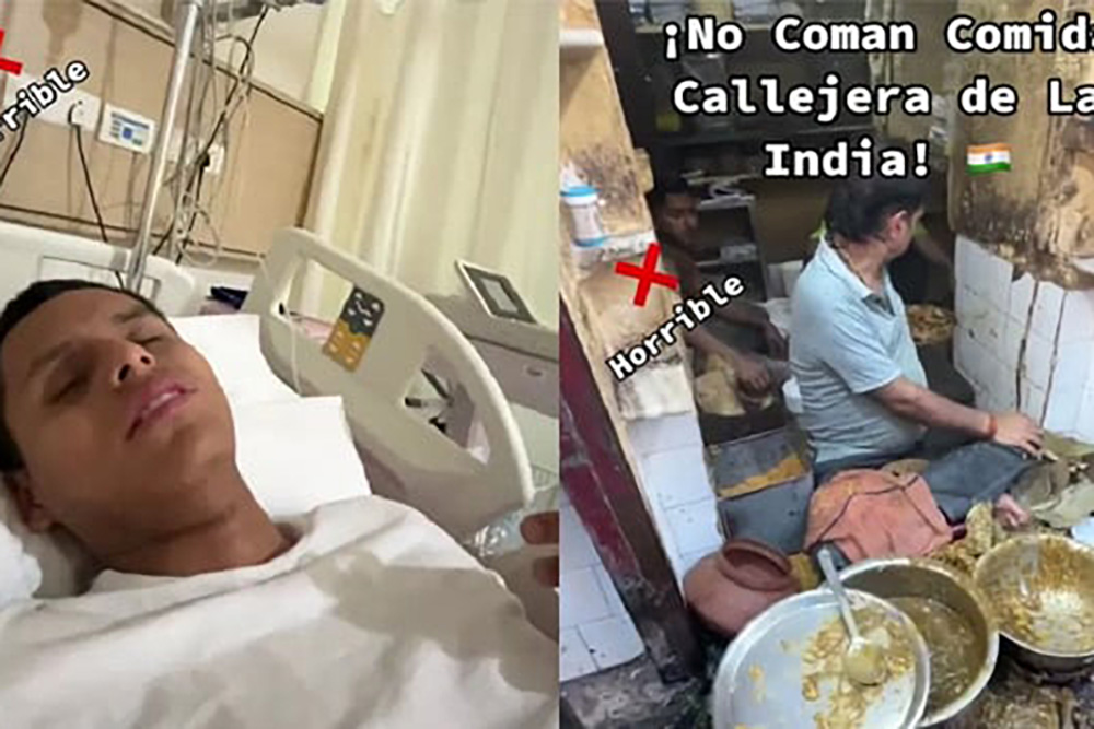 ‘No coman en la India’; hospitalizan a tiktoker tras probar comida callejera