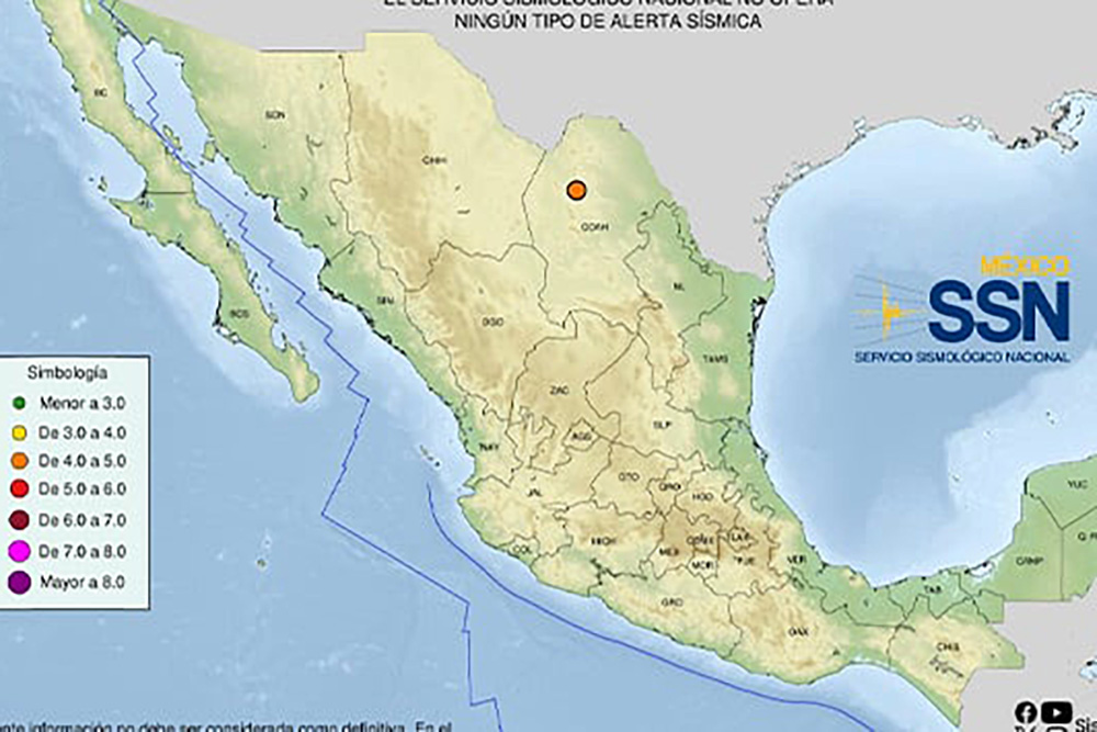 Tiembla en la Región Carbonífera de Coahuila; sismo de 4.1 sacude a Múzquiz
