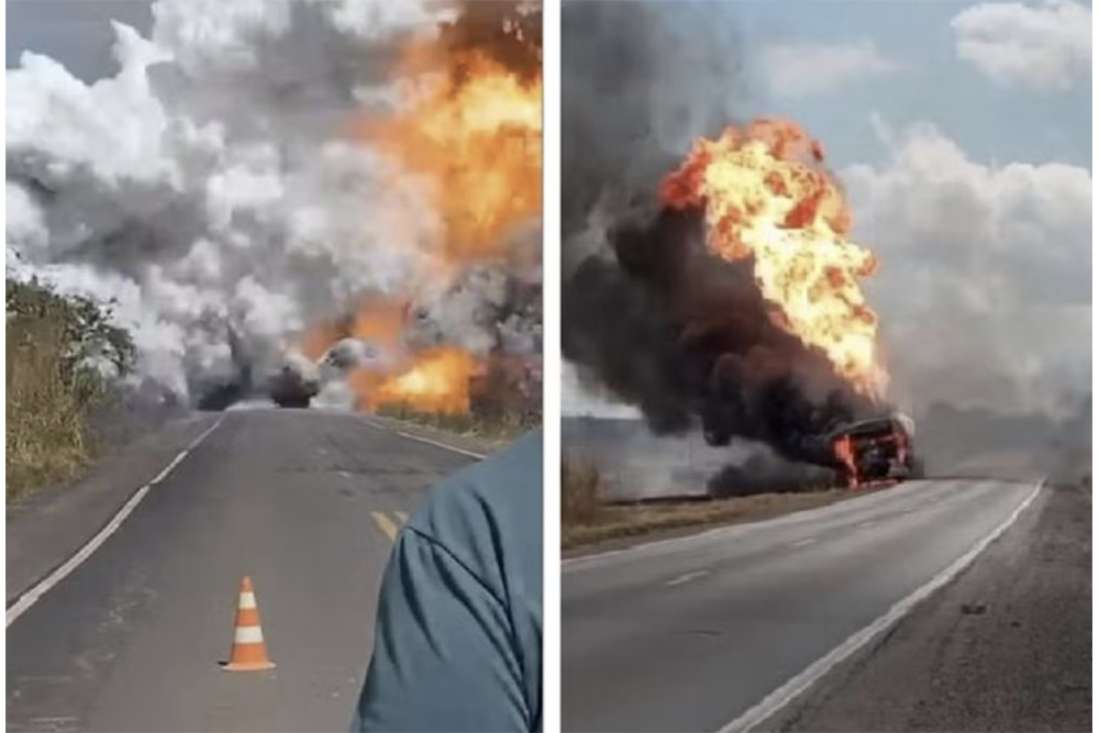 VIDEO: Impactante explosión de una pipa en carretera de Brasil; así fue el momento exacto del estallido