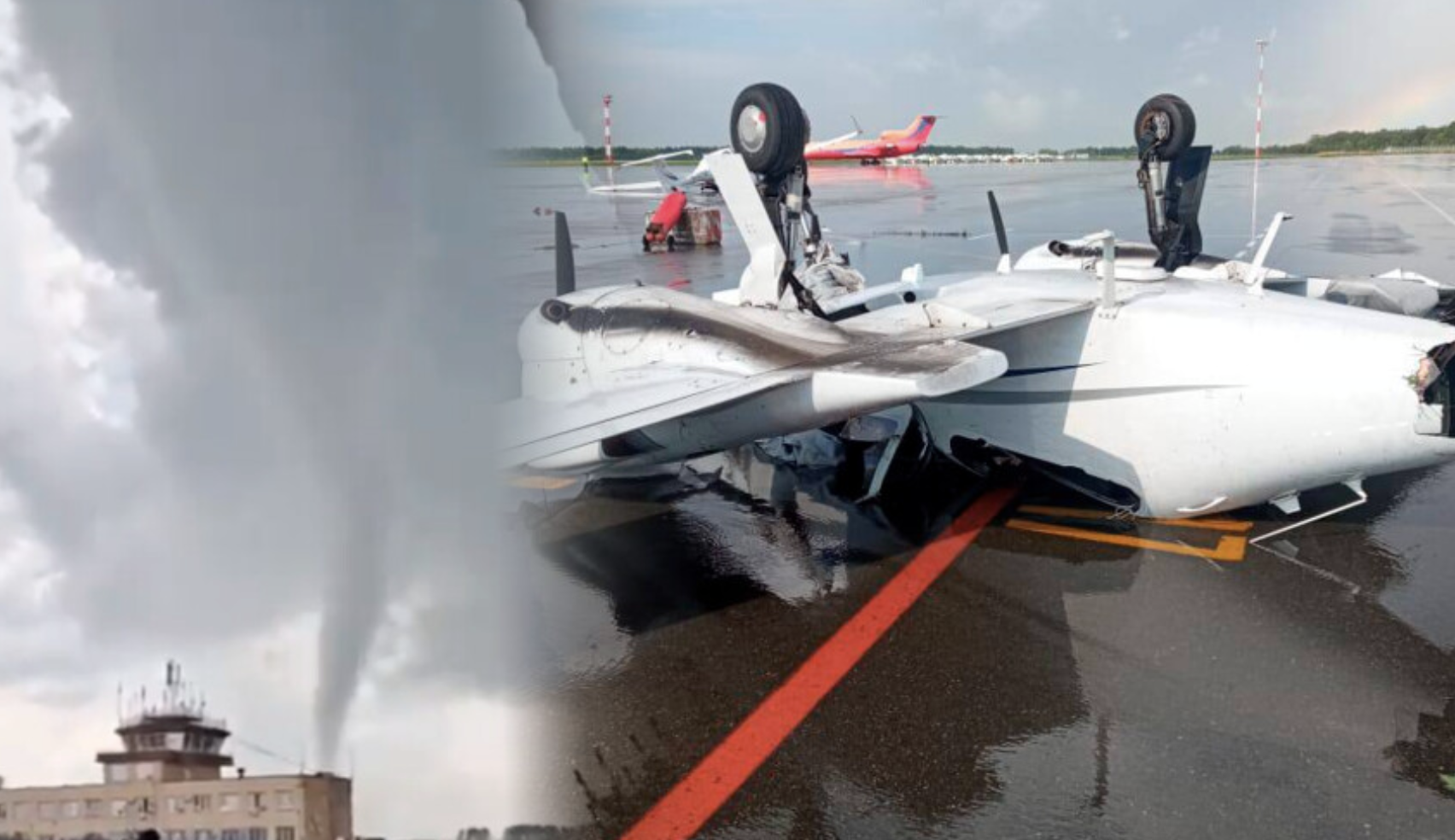 VIDEO: Tornado arrasa con aviones en un aeropuerto de Rusia