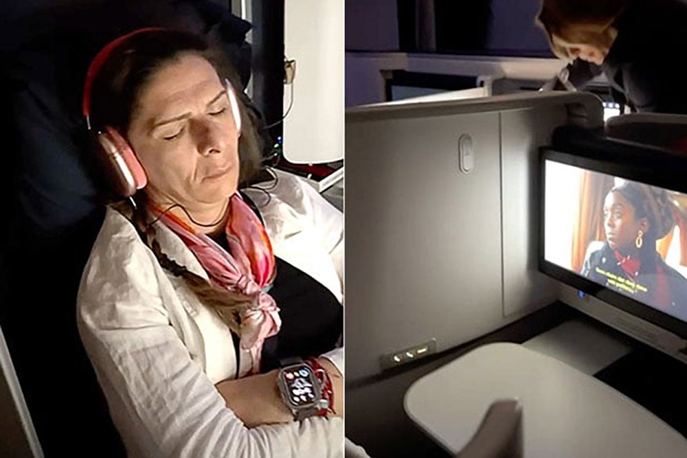 Regresa Ana Guevara de París en asiento de avión de clase Business; uno de los más exclusivos