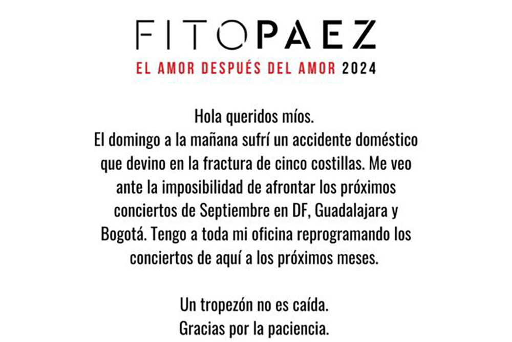 Fito Páez cancela su concierto en el Zócalo de la CDMX